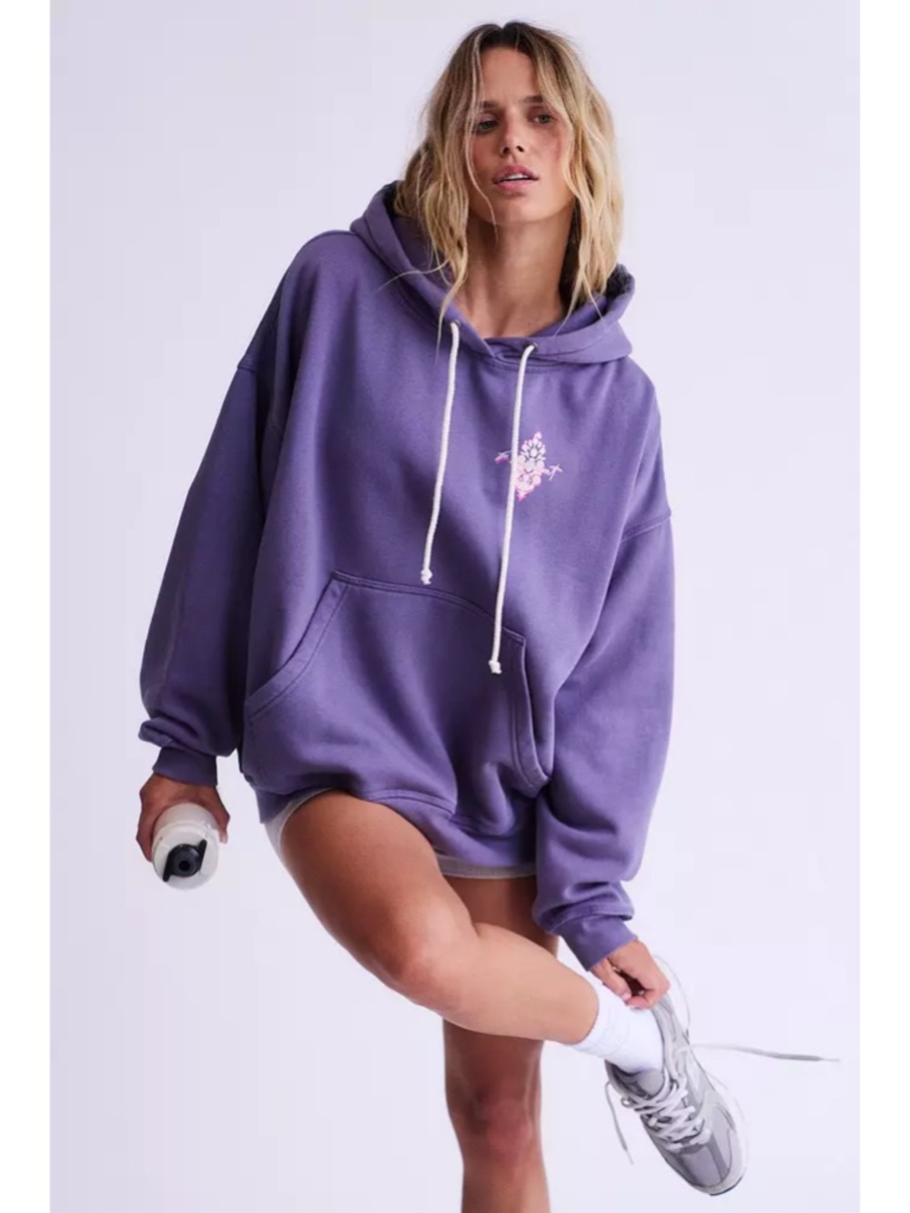 Sz L Free People Movement Final Call Front Logo Hoodie In Graphite Combo NWOT - Picture 7 of 9